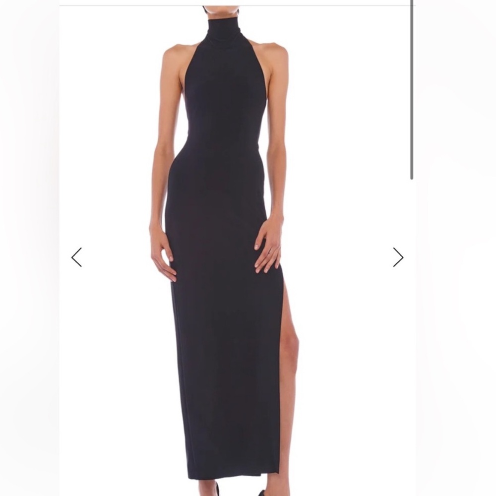 NWT NORMA KAMILI DRESS HALTER TURTLE SIDE SLIT GOWN SIZE S - Picture 3 of 11